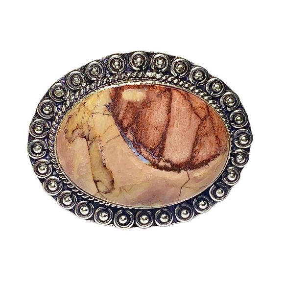 Natural Butterfly Jasper Gemstone in a Handcrafted 925 Silver Overlay Ring (8) - Picture 2 of 12